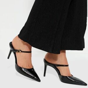 Revolve Tuckernuck Schutz Black Laura Mules Stiletto Heel patent leather size 9